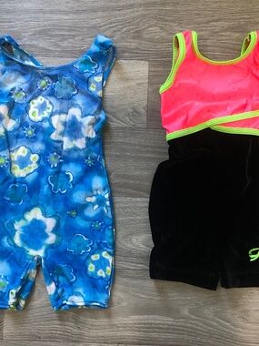 Girls Dance Leotard Short Style Fits Like 4/5 GK And Unmarked Brand Lot Of 2
